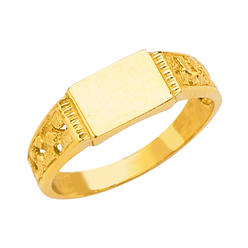 Jewelryweb 14k Yellow Gold Boys and Girls Signet Ring - Size 3