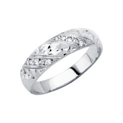 Jewelryweb 14k White Gold Mens Cubic Zirconia Wedding Band Trio Set Ring - Size 10
