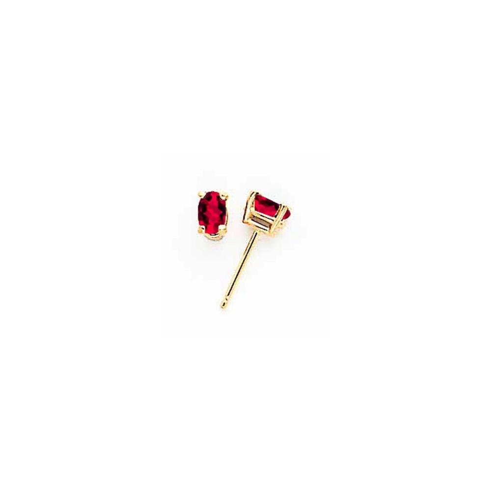 Jewelryweb 14k Yellow Gold 5x3mm Oval Ruby Earrings - Measures 5x3mm Wide
