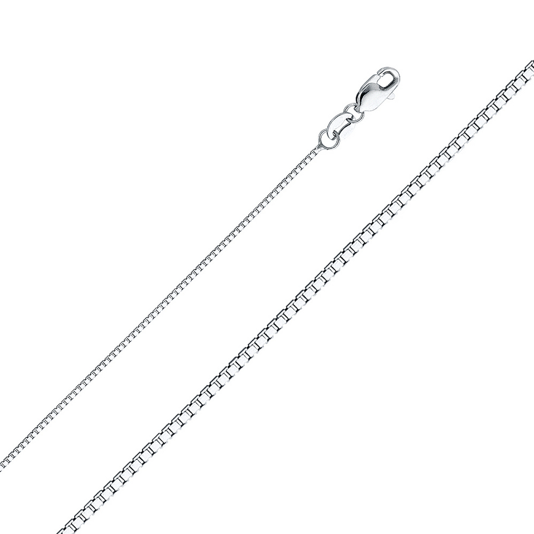 Jewelryweb 14k White Gold 0.8mm Box Chain Necklace - 24 Inch