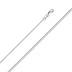 Jewelryweb 14k White Gold 0.8mm Box Chain Necklace - 24 Inch