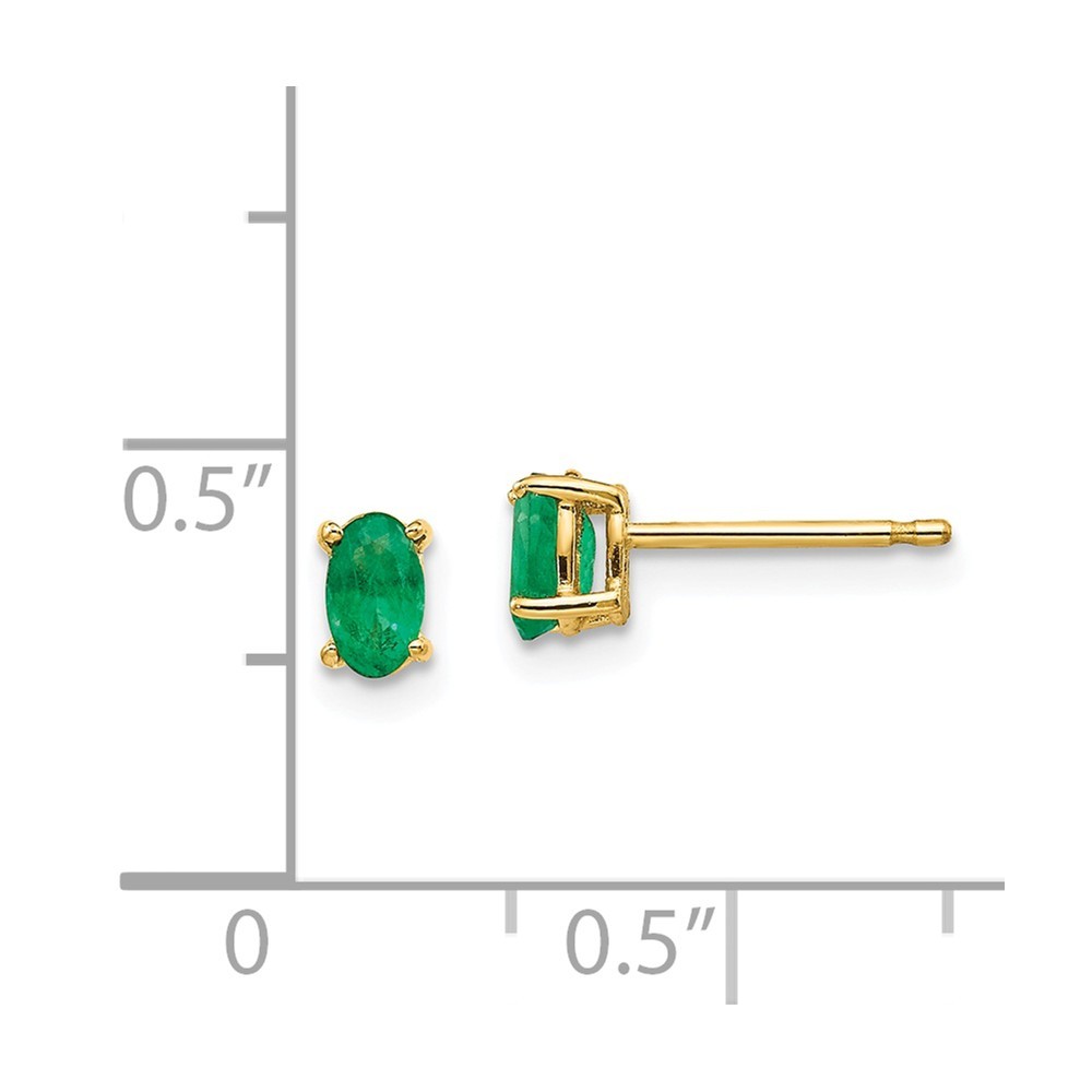 Jewelryweb 14k Yellow Gold Emerald Earrings - Measures 5x3mm Wide