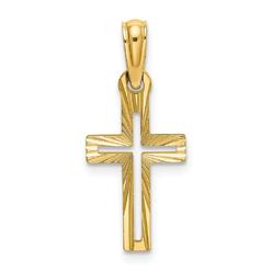 Jewelryweb 14k Gold Sparkle-Cut Cross With Cut-out Cross Center