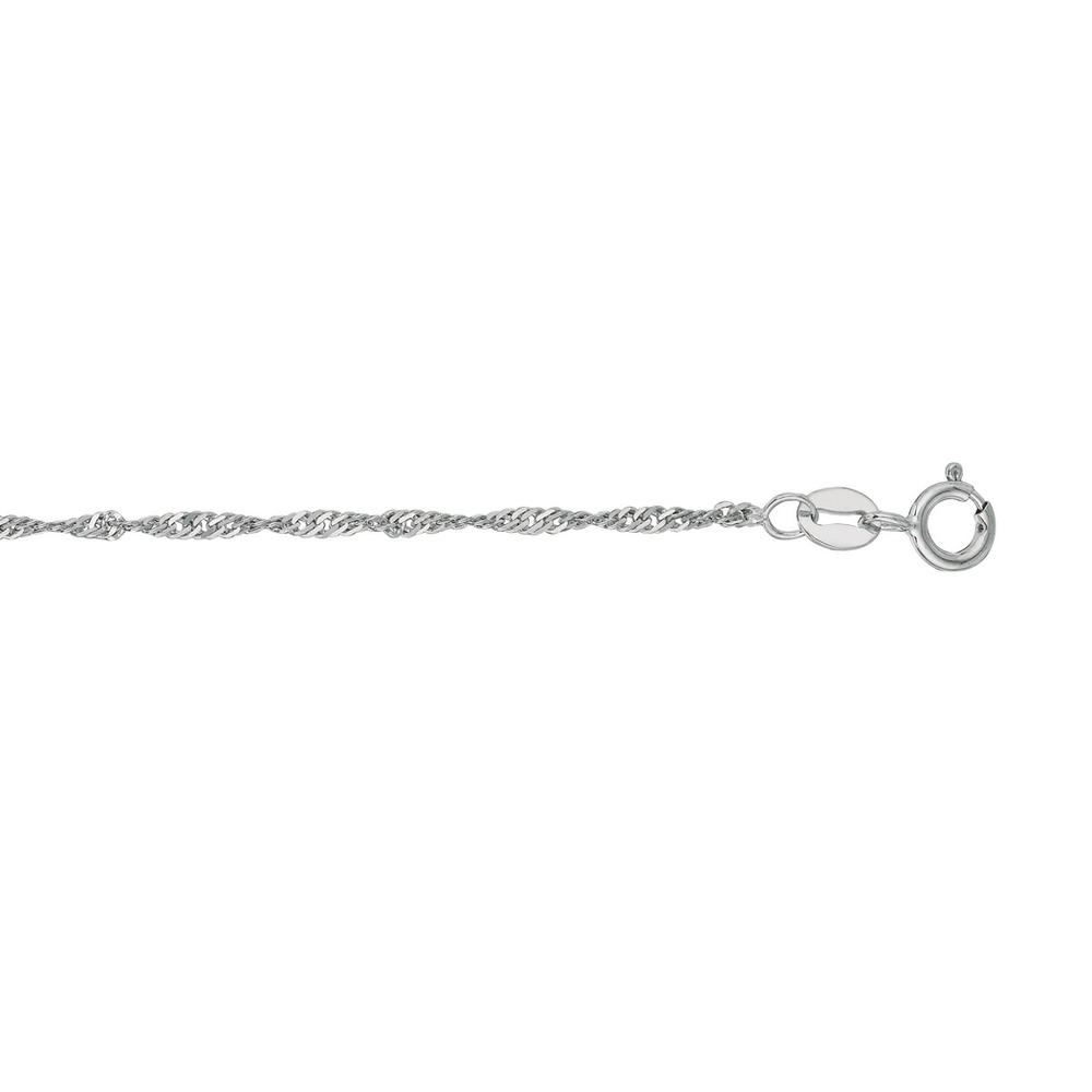 Jewelryweb 10k White Gold 1.5mm Sparkle-Cut Singapore Chain Anklet With Spring Ring Clasp Bracelet - 9 Inch