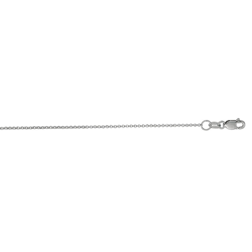 Jewelryweb 14k Gold White 1.1mm Diam-cut Sparkle-Cut Rolo Oval Rolo Chain Lobster Clasp Necklace - 20 Inch