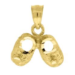 Jewelryweb 10k Yellow Gold Sparkle-Cut Baby Child Shoes Charm Pendant - Measures 14.2x12.00mm Wide