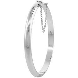 Sabrina Silver Sterling Silver Baby Bracelet Bangle 6 inch Junior High Polished Safety Chain, 3/16 inch wide
