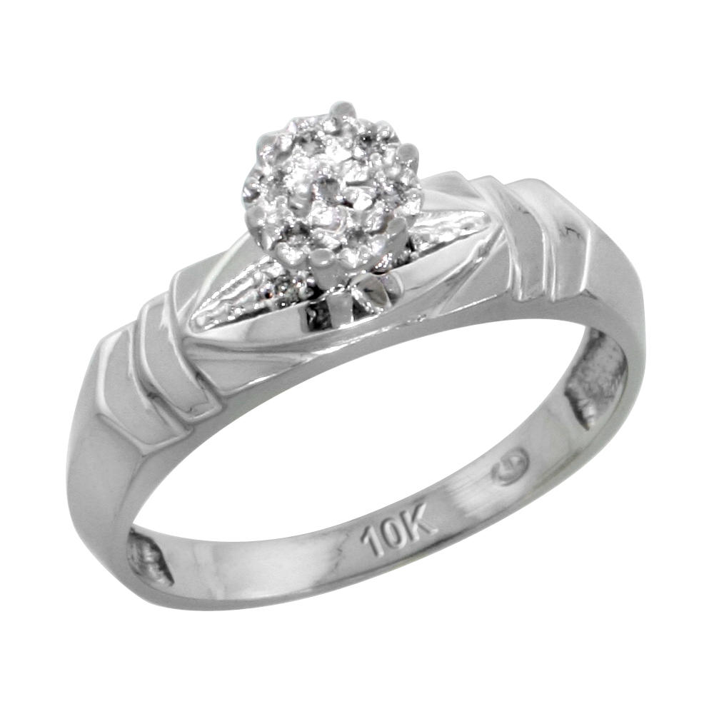 Sabrina Silver 10k White Gold Diamond Engagement Ring 0.04 cttw Brilliant Cut, 3/16 inch 5mm wide