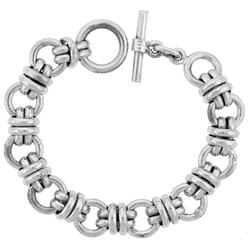 Sabrina Silver Sterling Silver Doughnut Circles Link Bracelet Toggle Clasp Handmade 5/8 inch wide, sizes 8, 8.5 & 9 inch