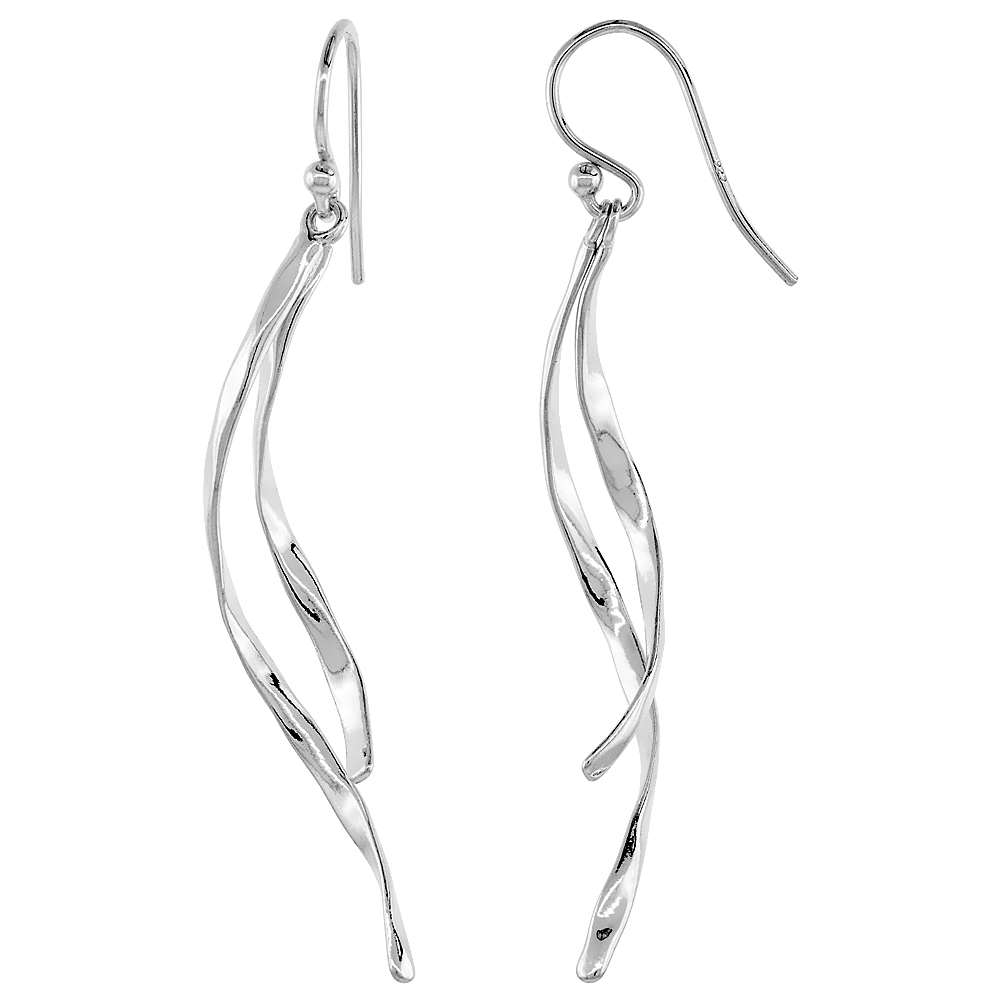 Sabrina Silver Sterling Silver Two-Strand Dangle Long Earrings, 1 3/4 inches long