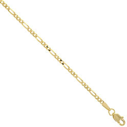 Sabrina Silver 10K Solid Yellow Gold FIGARO Chain Necklace Concave 2.23 mm Nickel Free, 16-26 inches long