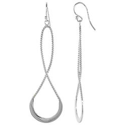Sabrina Silver Sterling Silver Long Twisted Dangle Earrings Textured, 2 3/16 inches long
