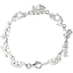Sabrina Silver Sterling Silver Noah"s Ark Bracelet, 7 and 8 inches long
