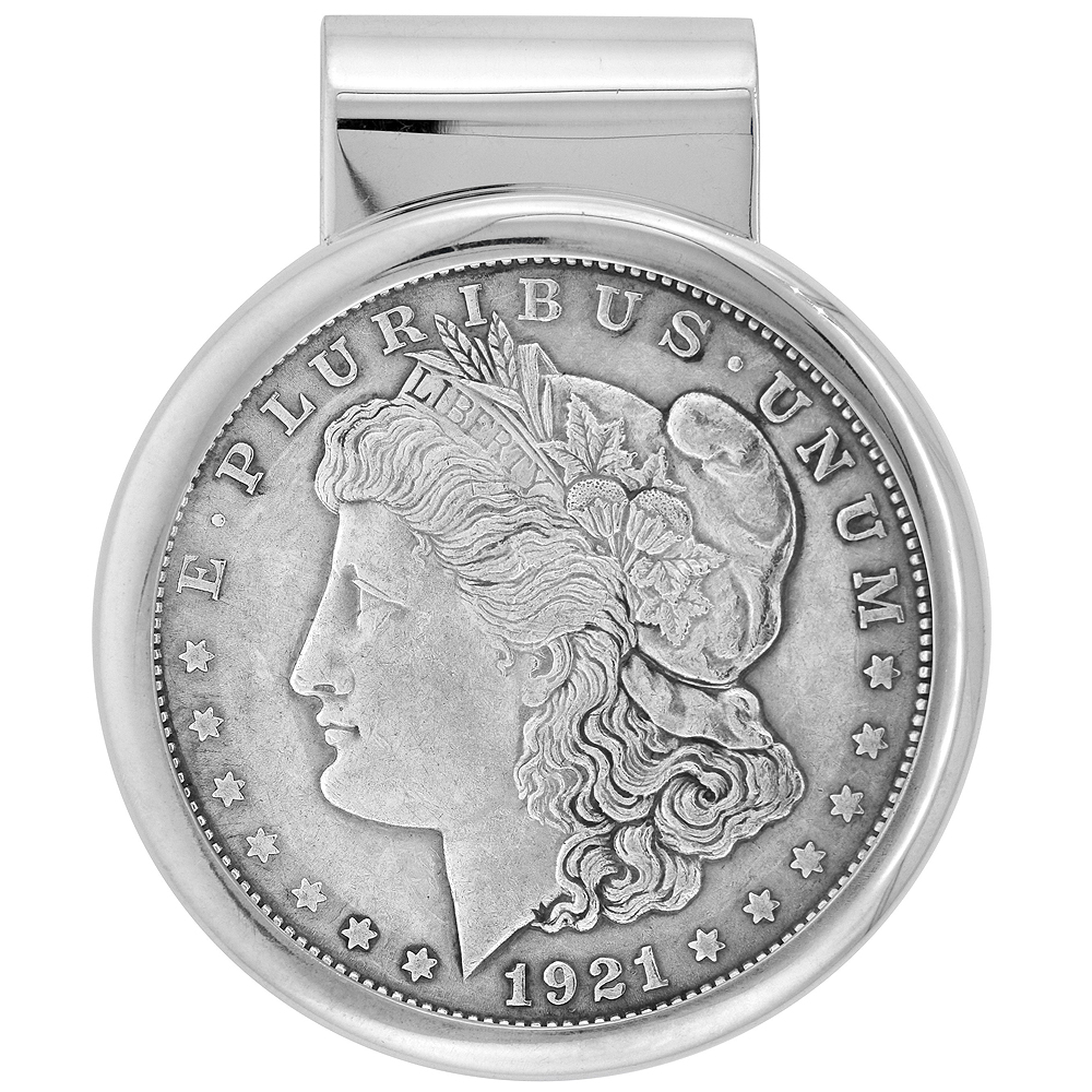 Sabrina Silver Sterling Silver Dollar Money Clip with Morgan Dollar Coin included