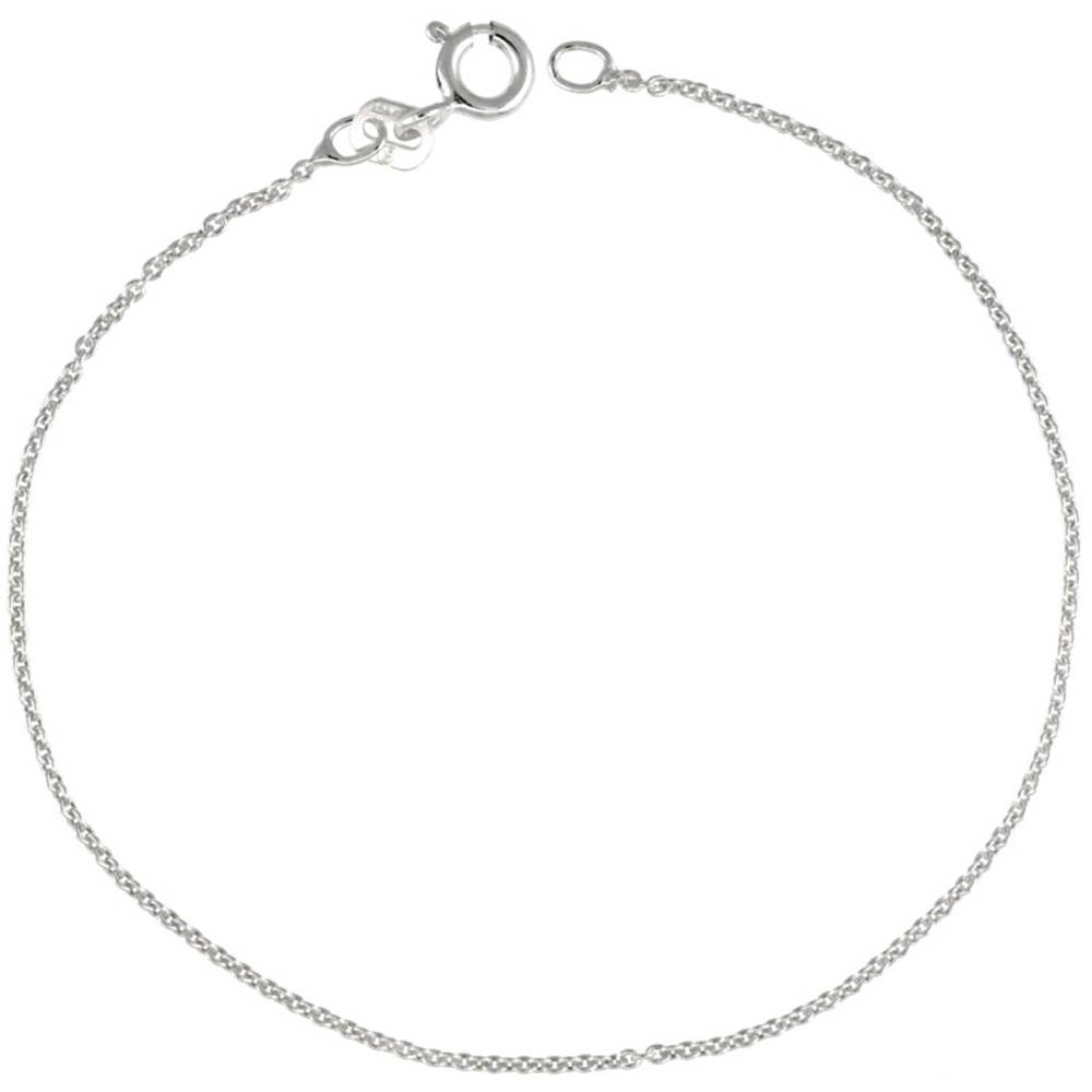 Sabrina Silver Sterling Silver Cable Chain Necklace 1.1mm thin Rhodium finish Nickel Free Italy, sizes 16 - 18 inch
