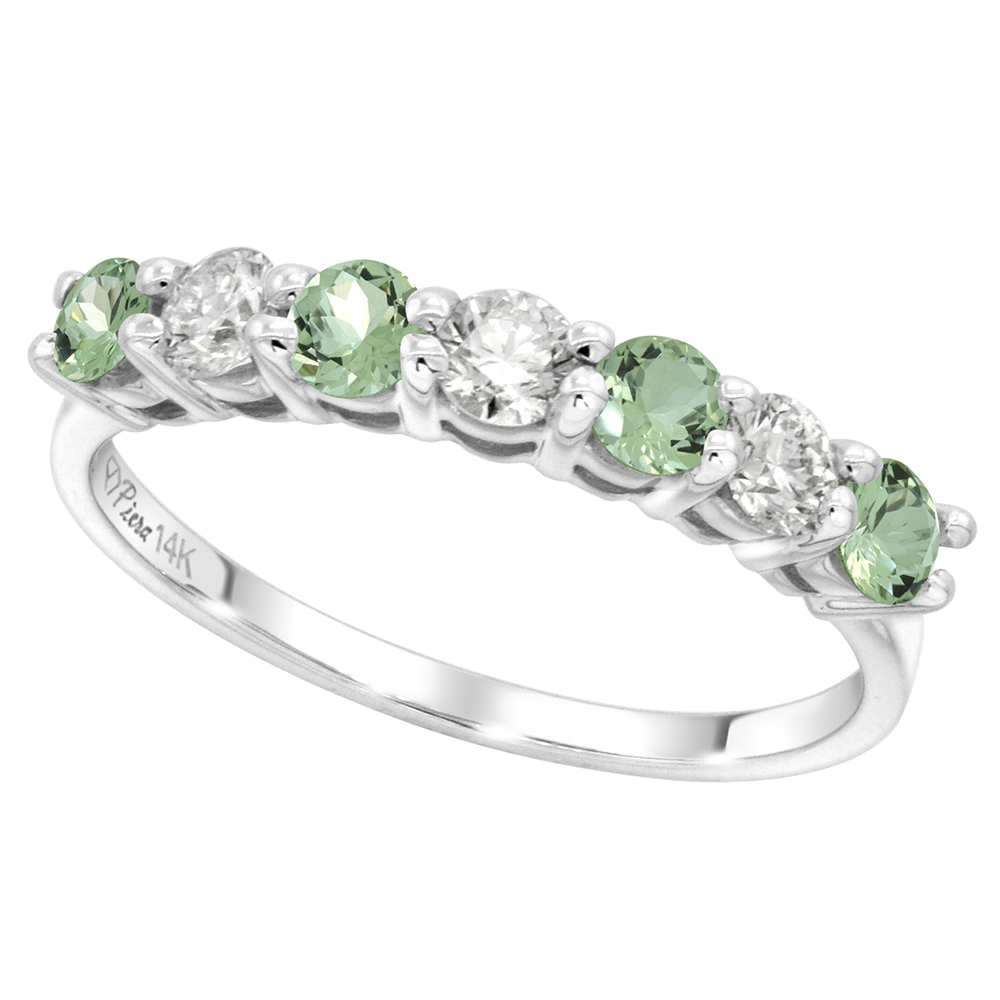 Sabrina Silver 14k White Gold Genuine Green Amethyst and