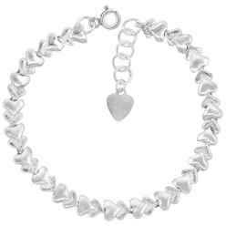 Sabrina Silver 3/8 inch Wide Sterling Silver Linked Double Hearts Charm Bracelet for Women 10mm fits 8-9 inch wrists