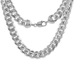 Sabrina Silver Very Thick Heavy Sterling Silver 13mm Miami Cuban Link Chain Necklaces & Bracelet for Men Domed Surface sizes 8 - 30 inch