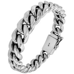 Sabrina Silver 16mm Sterling Silver Graduated Miami Cuban Link Bracelet for Men Tight Link Monogrammable Box Clasp Polished Finish Handmade siz