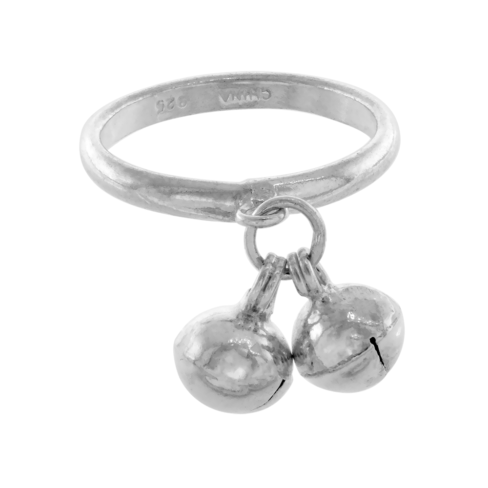 Sabrina Silver Sterling Silver Dangling Ball Charm Ring Toe Ring for Women 2mm wide sizes 3-10.5
