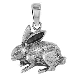 Sabrina Silver 1 inch Sterling Silver Sitting Rabbit Pendant Diamond-Cut Oxidized finish NO Chain