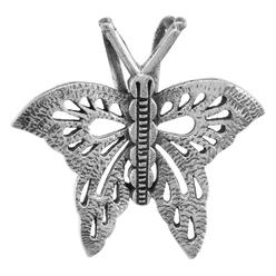 Sabrina Silver 1 1/16 inch Sterling Silver Butterfly Pendant for Women Diamond-Cut Oxidized finish NO Chain