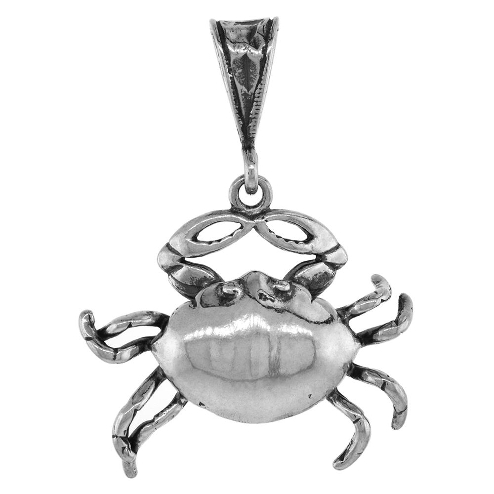 Sabrina Silver 1 inch Sterling Silver Cancer Crab Pendant Diamond-Cut Oxidized finish NO Chain