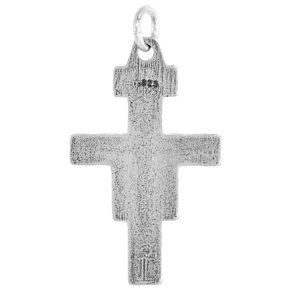 Sabrina Silver Sterling Silver San Damiano Crucifix Pendant Oxidized finish 1 1/4 inch