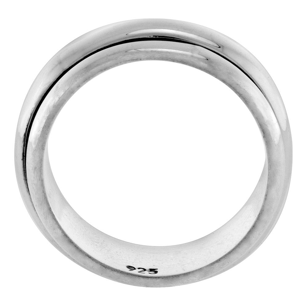 Sabrina Silver 8mm Sterling Silver Mens Spinner Ring Domed Design Handmade 5/16 wide