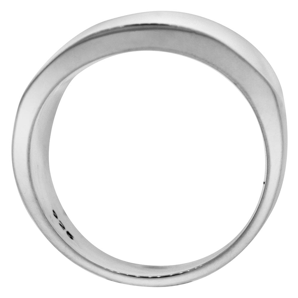 Sabrina Silver Sterling Silver Long Cigar Band Ring for Women Concave Solid Back Handmade Polished finish 1 1/8 inch long sizes 5-13