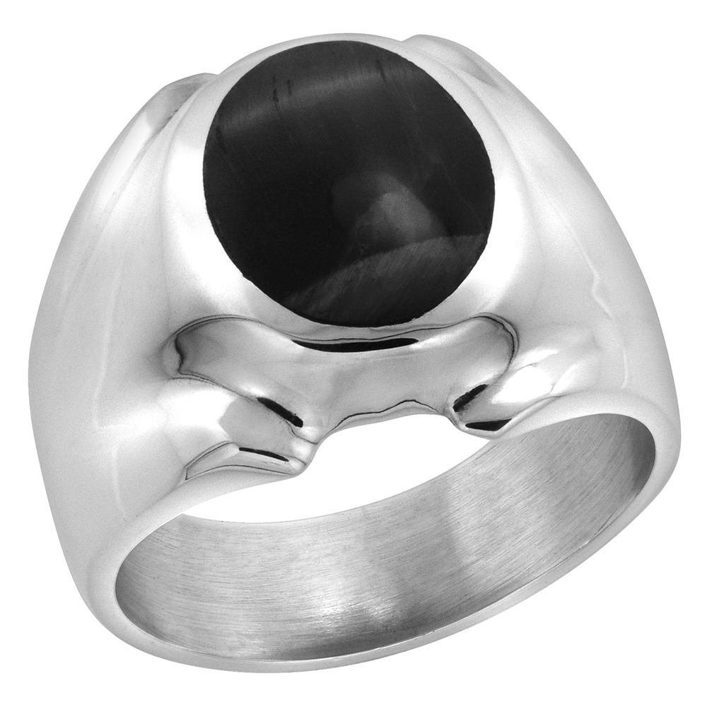 Sabrina Silver Sterling Silver Black Obsidian Ring for Men Oval Domed Solid Back Handmade, sizes 8 - 14