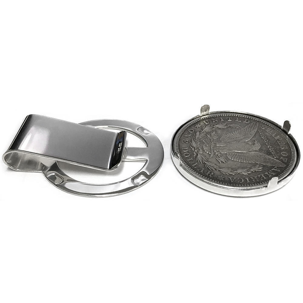 Sabrina Silver Sterling Silver Dollar Money Clip fits Morgan Dollar Peace and Mexican Olympic Coins Not Included