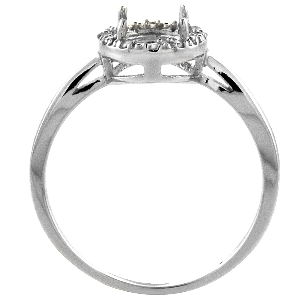 Sabrina Silver 14K White Gold Natural Morganite Ring Oval 8x6 mm Diamond Halo, sizes 5-10