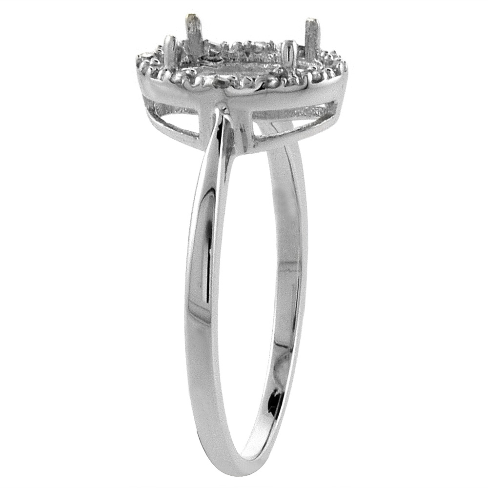Sabrina Silver 14K White Gold Natural Morganite Ring Oval 8x6 mm Diamond Halo, sizes 5-10