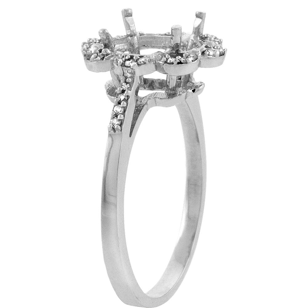 Sabrina Silver 14K White Gold Diamond Halo Natural Morganite Engagement Ring Oval 9x7mm, sizes 5-10