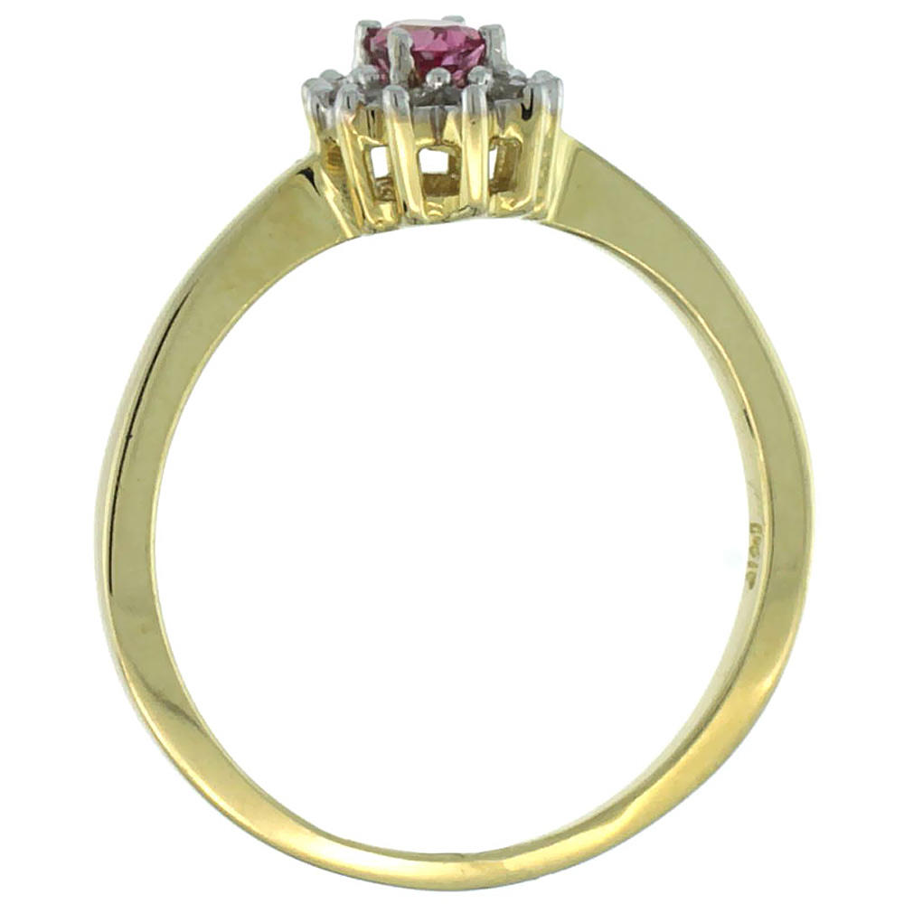 Sabrina Silver 14K Yellow Gold Natural Pink Topaz Ring Oval 5x3mm Diamond Halo, sizes 5-10