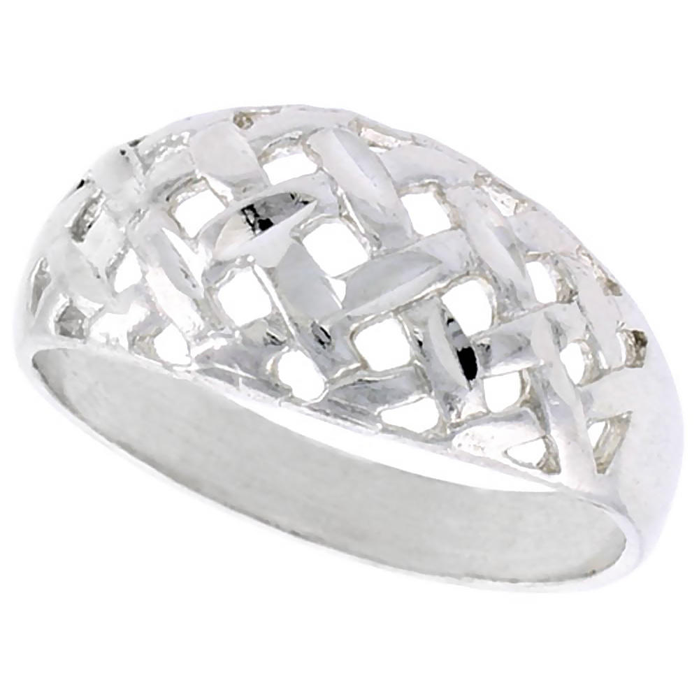 Sabrina Silver Sterling Silver Freeform Dome Ring Polished finish 3/8 inch wide, sizes 6 - 9,