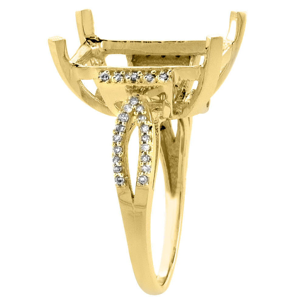 Sabrina Silver 14K Yellow Gold Natural Diamond Amethyst Ring Emerald-cut 16x12mm, sizes 5-10