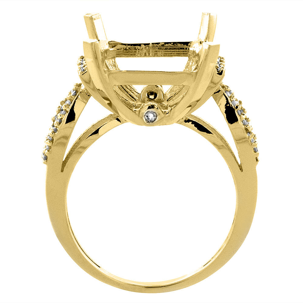 Sabrina Silver 10K Yellow Gold Genuine Diamond Green Amethyst Ring Emerald-cut 16x12mm sizes 5-10
