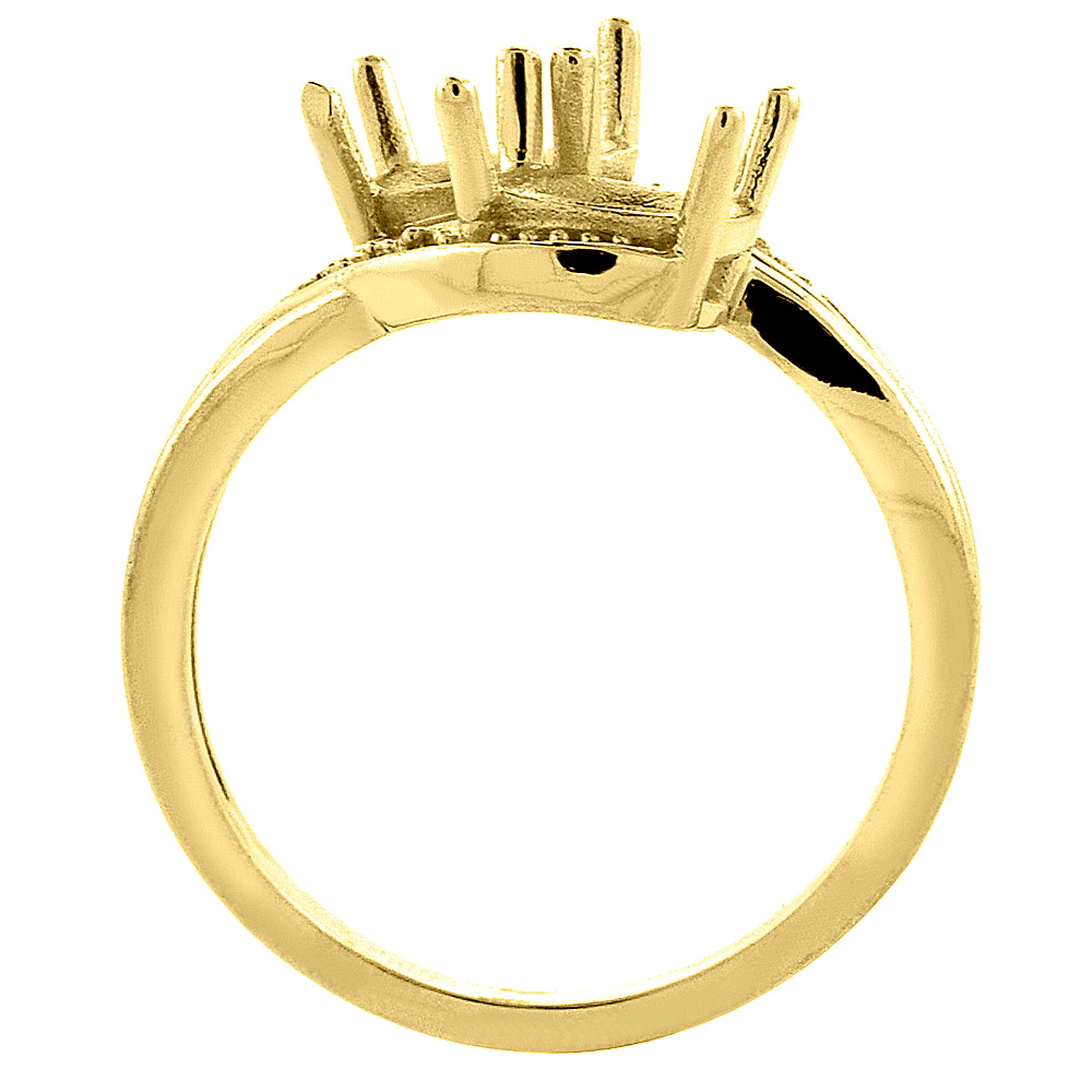 Sabrina Silver 14K Yellow Gold Diamond Natural Citrine 2-stone Ring Oval 8x6mm, sizes 5 - 10