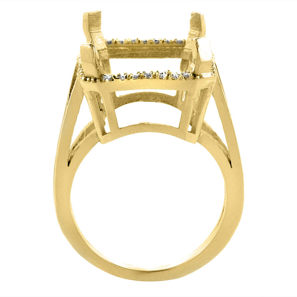 Sabrina Silver 10K Yellow Gold Natural Diamond Mystic Topaz Ring Emerald-cut 18x13mm, sizes 5-10