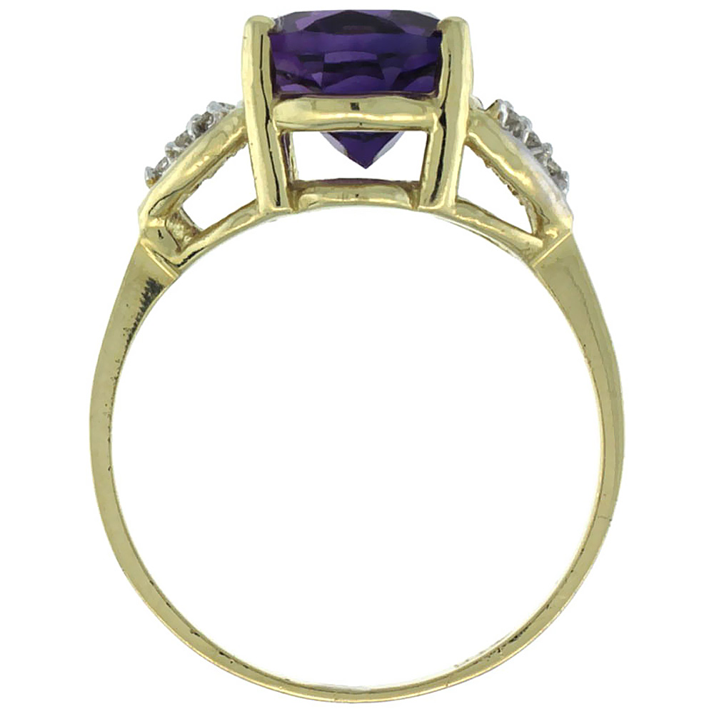 Sabrina Silver 14k Yellow Gold Diamond Natural Amethyst Engagement Ring Oval 10x8mm, sizes 5-10