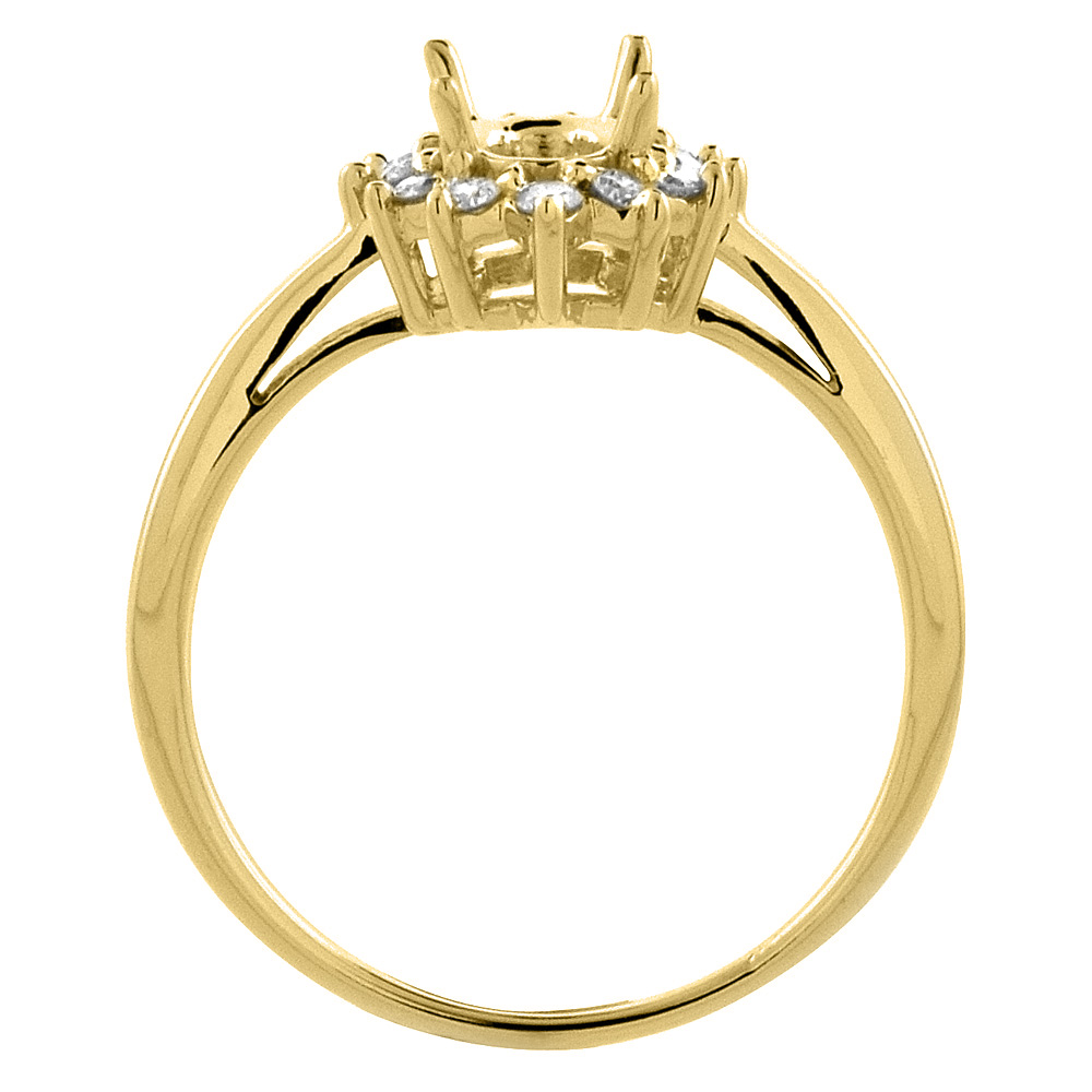 Sabrina Silver 10k Yellow Gold Natural Aquamarine Engagement Ring Oval 7x5mm Diamond Halo, sizes 5-10