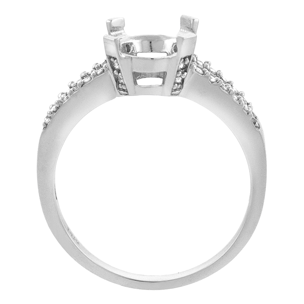 Sabrina Silver 14K White Gold Diamond Natural Lemon Quartz Engagement Ring Oval 10x8mm, sizes 5-10