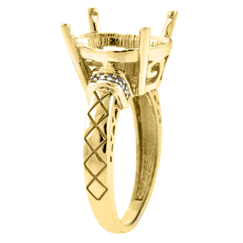 Sabrina Silver 14K Yellow Gold Diamond Natural Citrine Ring Oval 14x10mm, sizes 5-10