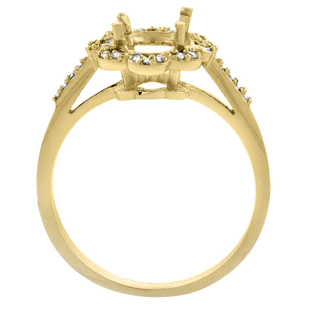 Sabrina Silver 10K Yellow Gold Diamond Halo Natural Whisky Quartz Engagement Ring Oval 9x7mm, sizes 5-10