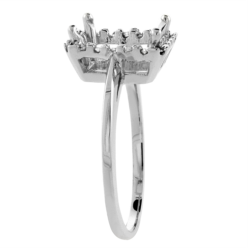Sabrina Silver 10K White Gold Diamond Genuine Amethyst Ring Emerald-cut 8x6mm sizes 5-10