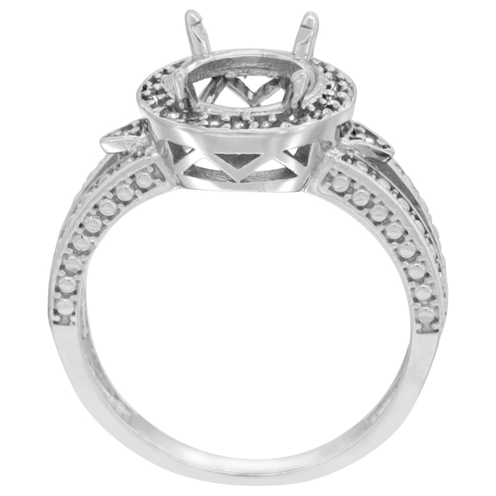 Sabrina Silver 10k White Gold Natural Lapis Ring Oval 9x7 mm Diamond Halo, sizes 5 - 10