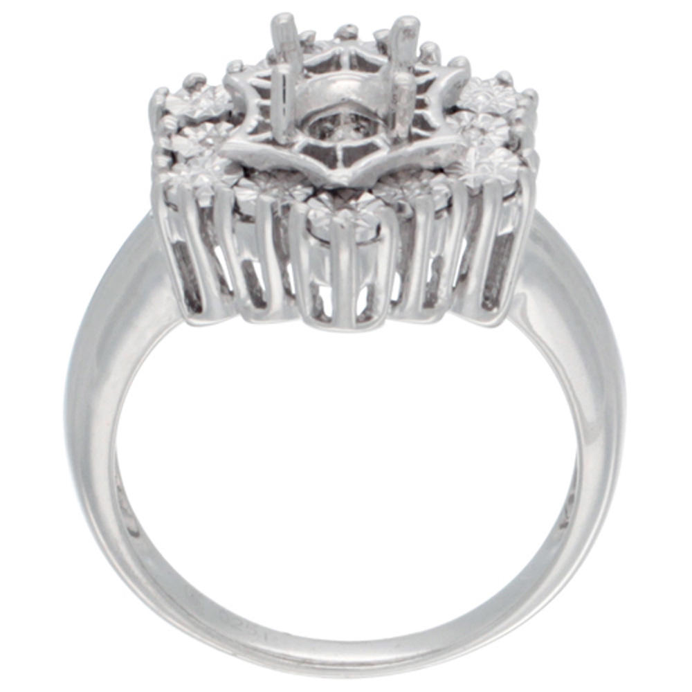 Sabrina Silver Sterling Silver Natural Coral Ring 7x5 Oval Illusion Diamonds Rhodium finish, sizes 5 - 10