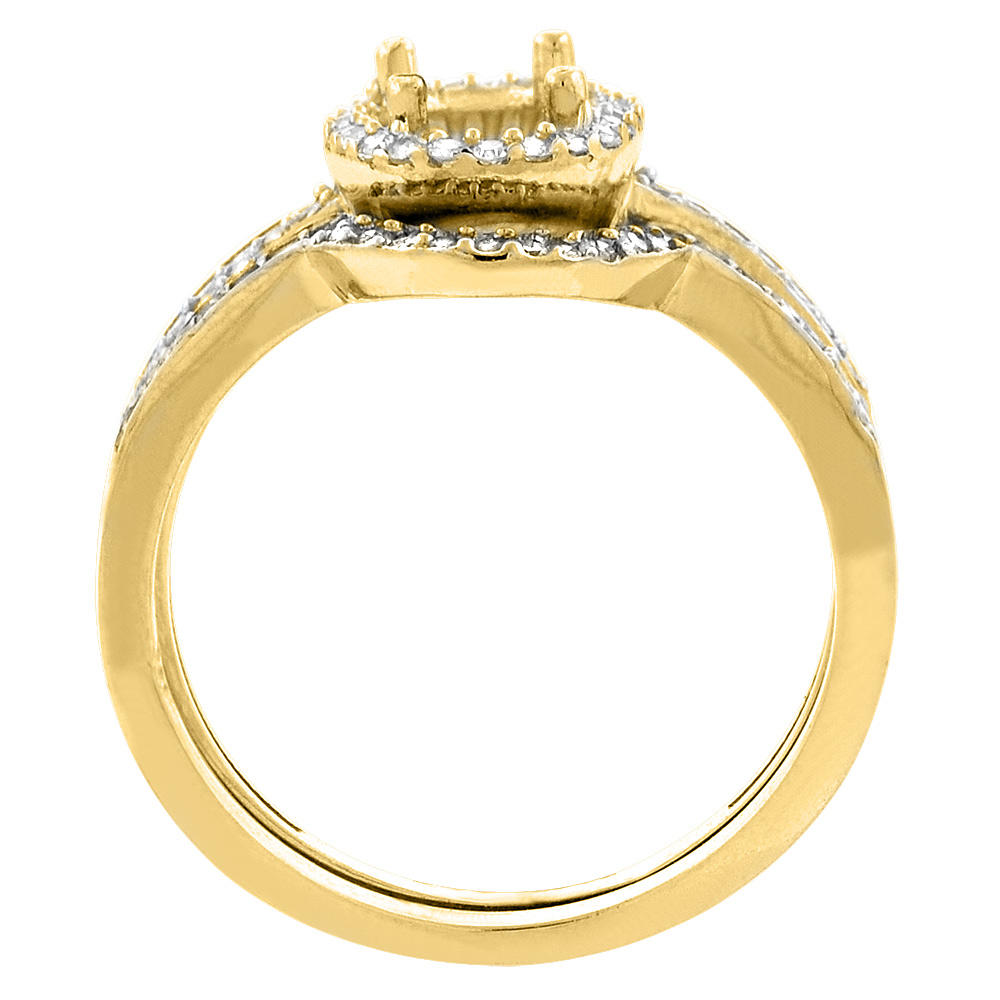 Sabrina Silver 10K Yellow Gold Diamond Natural Lemon Quartz 2-Pc. Engagement Ring Set Oval 8x6 mm, sizes 5 - 10